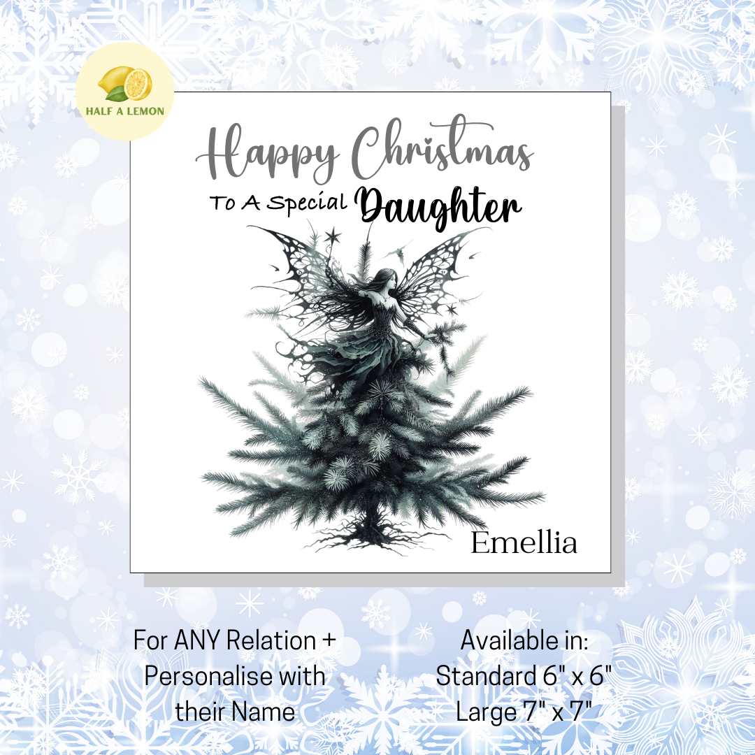 Personalised Gothic Fairy Christmas Card, For Daughter, For Any Relation, Gift for Her