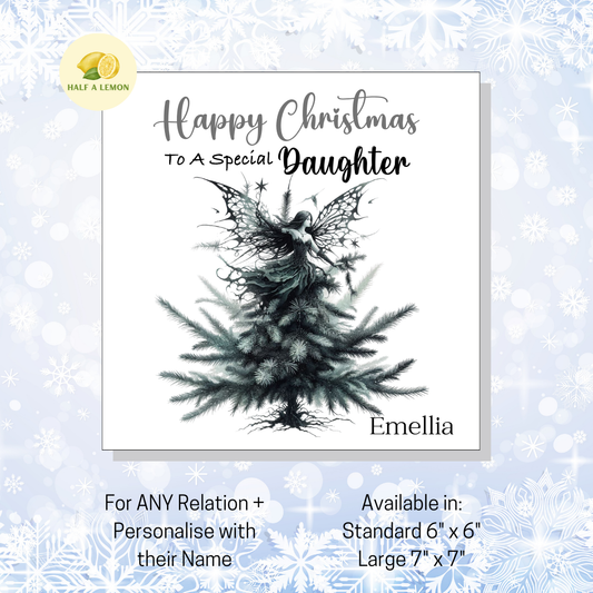 Personalised Gothic Fairy Christmas Card, For Daughter, For Any Relation, Gift for Her