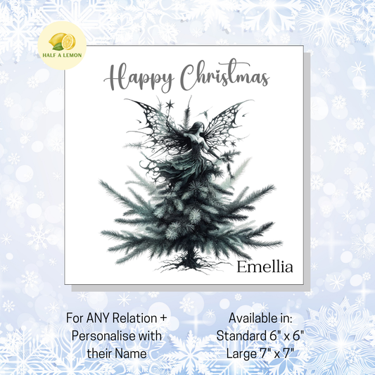 Personalised Gothic Fairy Christmas Card, For A Special Friend, For Any Relation, Gift for Her
