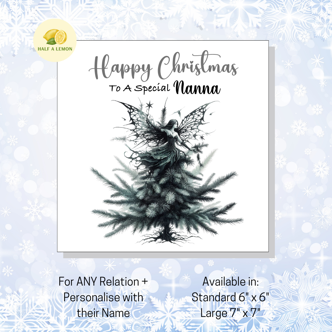 Personalised Gothic Fairy Christmas Card, For Nanna, For Any Relation, Gift for Her