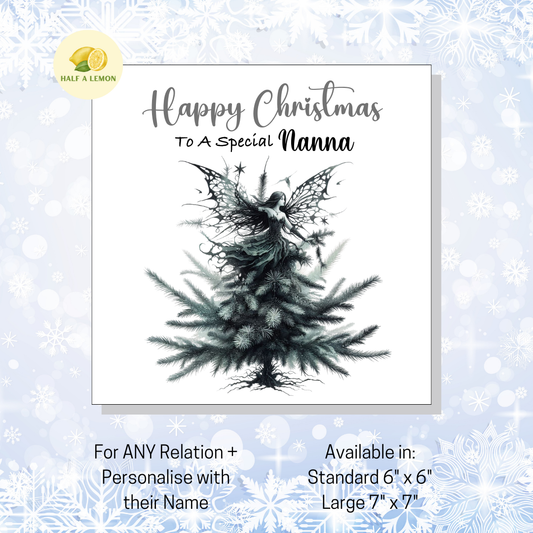 Personalised Gothic Fairy Christmas Card, For Nanna, For Any Relation, Gift for Her