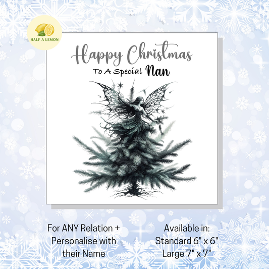 Personalised Gothic Fairy Christmas Card, For Nan, For Any Relation, Gift for Her