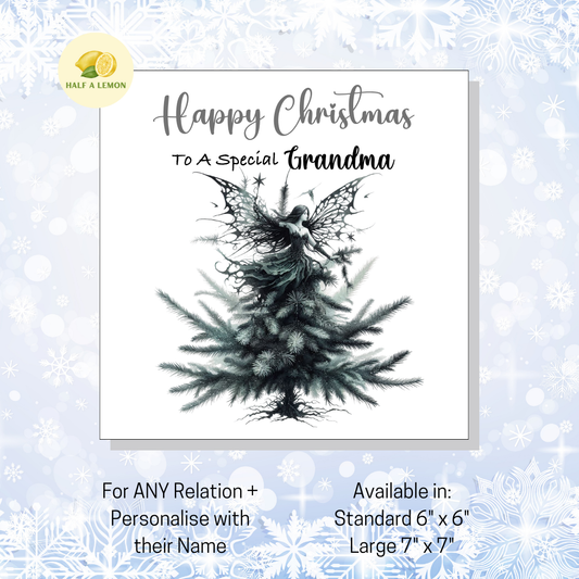 Personalised Gothic Fairy Christmas Card, For Grandma, For Any Relation, Gift for Her
