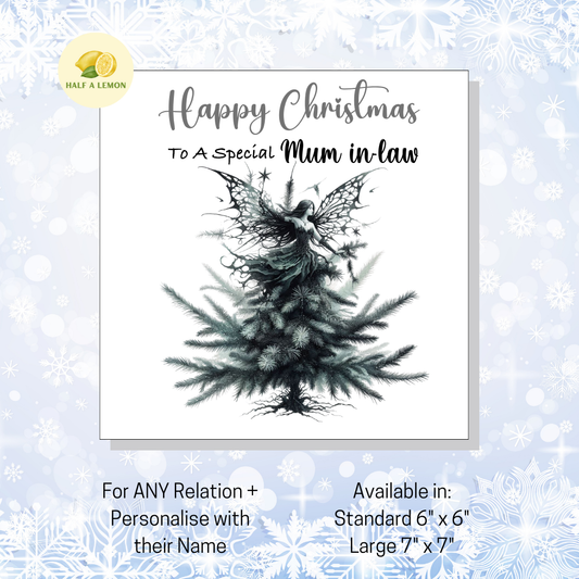 Personalised Gothic Fairy Christmas Card, For Mum in Law, For Any Relation, Gift for Her