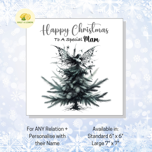 Personalised Gothic Fairy Christmas Card, For Mam, For Any Relation, Gift for Her