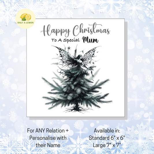 Personalised Gothic Fairy Christmas Card, For Mum, For Any Relation, Gift for Her