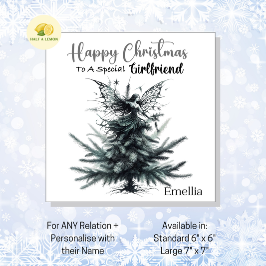 Personalised Gothic Fairy Christmas Card, For Girlfriend, For Any Relation, Gift for Her