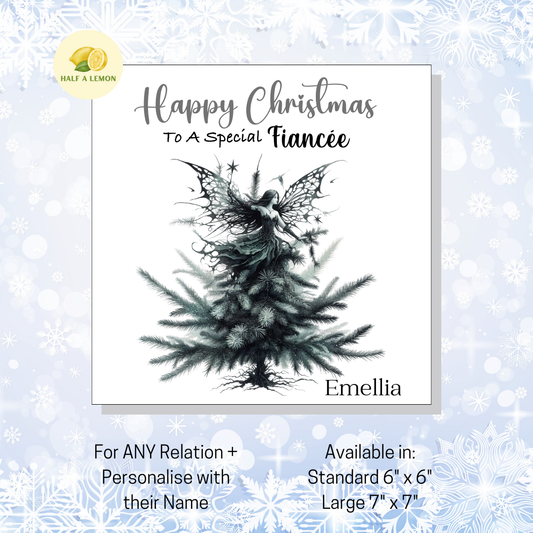 Personalised Gothic Fairy Christmas Card, For Fiancée, For Any Relation, Gift for Her