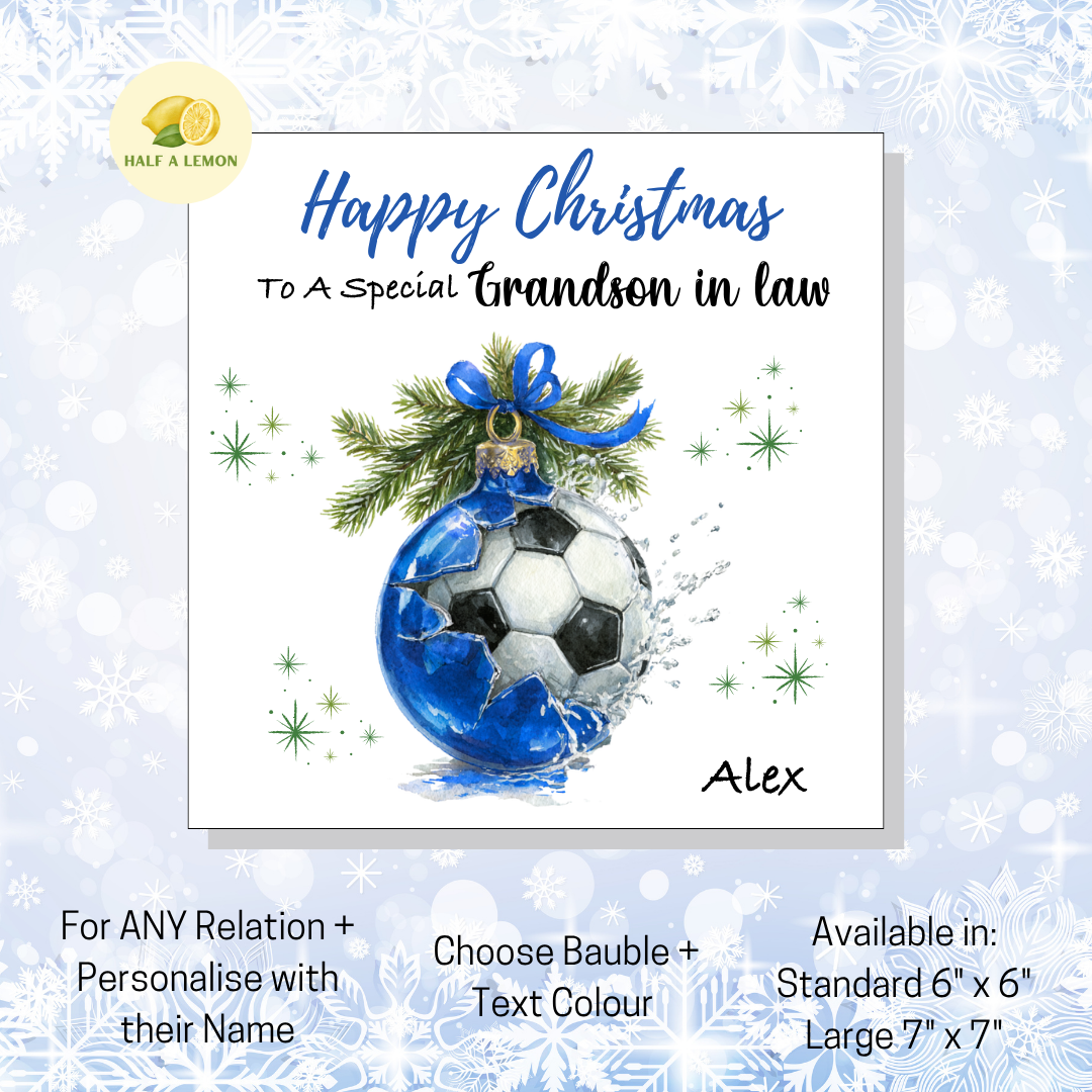 Blue Football Bauble- [REL:Grandson in law]