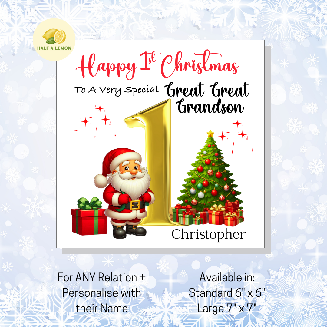 First Christmas Card for Niece, Niece 1st Christmas Card, For Any Relation, Jolly Father Christmas