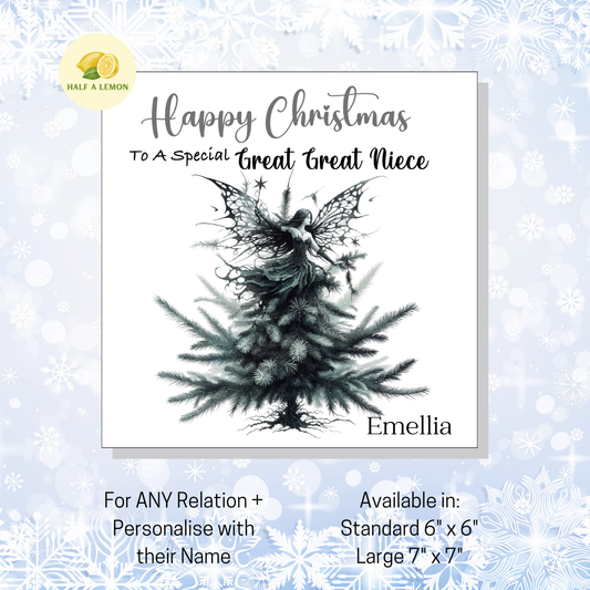 Personalised Gothic Fairy Christmas Card, For Great Great Niece, For Any Relation, Gift for Her