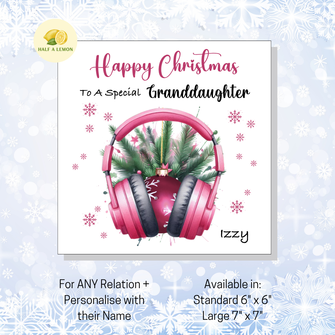 Pink Headphones Xmas- [REL:Granddaughter]