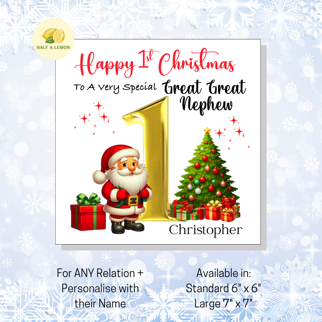 First Christmas Card for Niece, Niece 1st Christmas Card, For Any Relation, Jolly Father Christmas