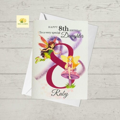 Personalised Birthday card, birthday card for Daughter, daughter card, Fairy birthday card, ages 3rd, 4th, 5th, 6th 7th, 8th, 9th, 10th