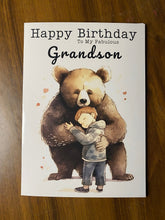 Load image into Gallery viewer, Birthday card for Grandson, Grandson Birthday card, a big bear hug for a little boy, always feeling safe with their grandparent, cute bear
