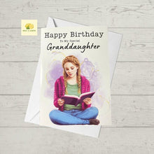 Load image into Gallery viewer, Birthday card, Granddaughter birthday card with books, granddaughter card, birthday card for a granddaughter that loves to read,
