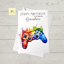 Load image into Gallery viewer, Birthday card, Grandson Birthday card, Game Controller, Birthday card for Grandson, Birthday card for him, Birthday cards, video games, gift
