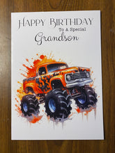 Load image into Gallery viewer, Birthday card, Grandson Birthday card,  Monster Truck, Birthday card for Grandson, Birthday card for him, Birthday cards,
