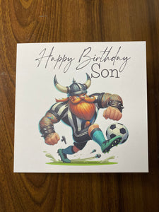 Son Birthday card, Birthday card for Son, Birthday card, Football card, Black and white strip shirt and black shorts, team colours