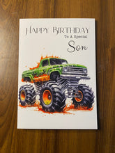 Load image into Gallery viewer, Birthday card, Son Birthday card,  Modified Truck, Sports Truck, Racing Truck, Birthday card for Son, Birthday card for him, Birthday cards,
