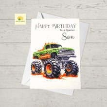 Load image into Gallery viewer, Birthday card, Son Birthday card,  Modified Truck, Sports Truck, Racing Truck, Birthday card for Son, Birthday card for him, Birthday cards,
