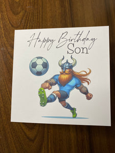 Son Birthday card, Birthday card for Son, Birthday card, Football card, Blue shirt, black shorts, team colours,