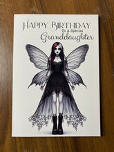 Load image into Gallery viewer, Birthday card, Granddaughter birthday card, Goth Birthday card, Gothic Birthday card, Fairy Birthday Card, Card for her Birthday,
