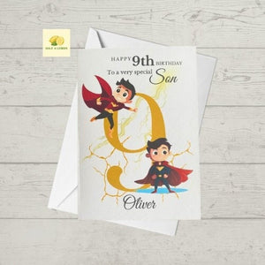 Son Birthday card, personalised card for Son, Superhero birthday card, choose age and add name, 3rd, 4th, 5th, 6th, 7th, 8th, 9th, 10th