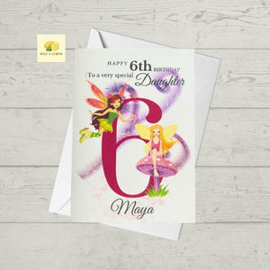 Personalised Birthday card, birthday card for Daughter, daughter card, Fairy birthday card, ages 3rd, 4th, 5th, 6th 7th, 8th, 9th, 10th