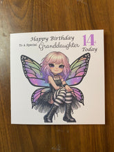 Load image into Gallery viewer, Granddaughter Card, card for Granddaughter, Happy Grunge Fairy, for any age, 10th, 11th, 12th, 13th, 14th, 15th, 16, 17th, 18th, gift
