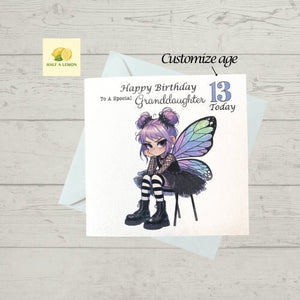 Granddaughter Card, card for Granddaughter, Grumpy Grunge Fairy, for any age, 10th, 11th, 12th, 13th, 14th, 15th, 16, 17th, 18th, gift