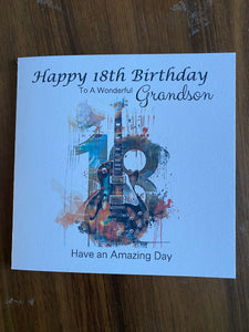 18th Birthday card for Grandson, Grandson 18th Birthday, Rock Music themed Birthday card, birthday gift, 18th gift,