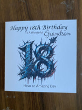 Load image into Gallery viewer, 18th Birthday card for Grandson, Grandson 18th Birthday, Heavy Metal Music / Rock Music themed Birthday card, birthday gift, 18th gift,
