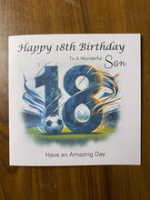 Load image into Gallery viewer, 18th Birthday card for Son, football themed Birthday card, birthday gift
