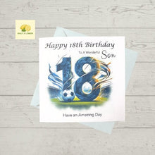 Load image into Gallery viewer, 18th Birthday card for Son, football themed Birthday card, birthday gift
