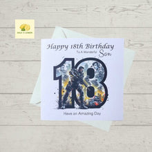 Load image into Gallery viewer, 18th Birthday card for Son, Son 18th Birthday, Video Game themed Birthday card, birthday gift, 18th gift,
