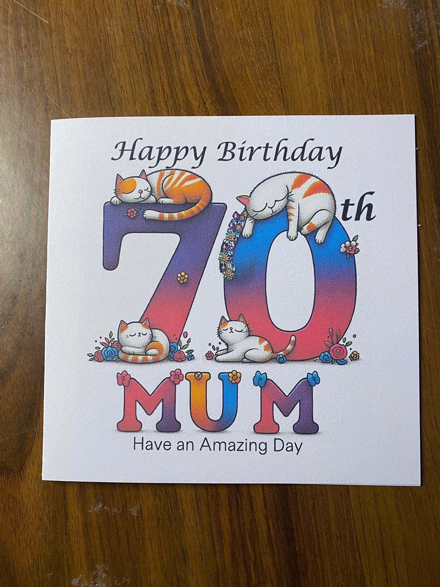 70th Birthday Card, 70th Birthday card Mum, Mum 70th Birthday Card, Cat, Cats, Cat Birthday Card, for her, gift,