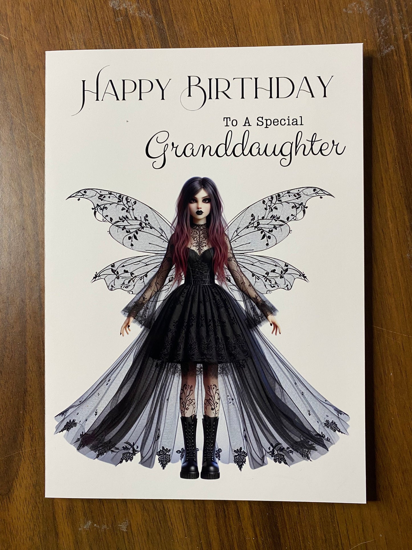 Birthday card, Granddaughter birthday card, Goth Birthday card, Gothic Birthday card, Fairy Birthday Card, Card for her Birthday,