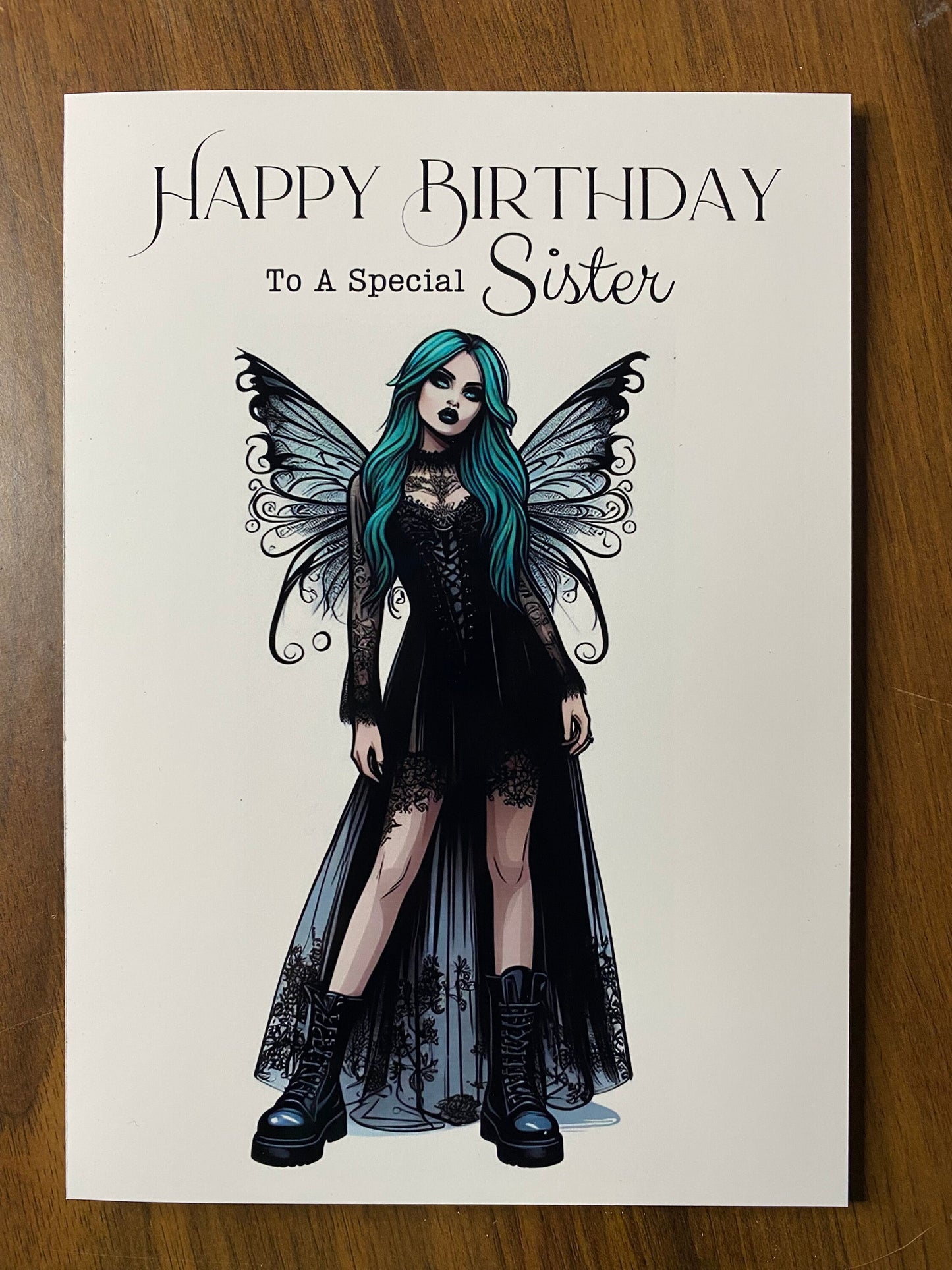 Birthday card, Sister birthday card, Goth Birthday card, Gothic Birthday card, Fairy Birthday Card, Card for her Birthday,