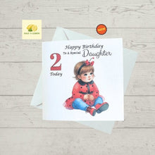 Load image into Gallery viewer, Daughter Card, Birthday card for a girl, 2nd birthday card for a girl, Ladybug birthday card, Second,  gift
