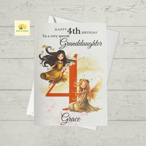 Personalised Birthday card, birthday card for Granddaughter, Granddaughter card, Fairy card, 3rd, 4th, 5th, 6th, 7th, 8th, 9th, 10th