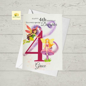 Personalised Birthday card, birthday card for Daughter, daughter card, Fairy birthday card, ages 3rd, 4th, 5th, 6th 7th, 8th, 9th, 10th