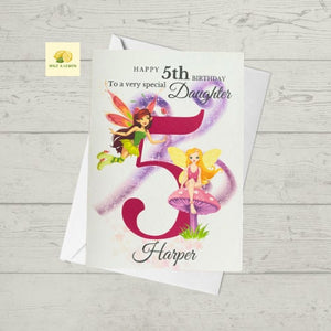 Personalised Birthday card, birthday card for Daughter, daughter card, Fairy birthday card, ages 3rd, 4th, 5th, 6th 7th, 8th, 9th, 10th