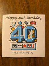 Load image into Gallery viewer, 40th Birthday card, Birthday card for 40th Birthday, Retro Games 40th Birthday card, born in 1984, video games birthday card, gift, forty
