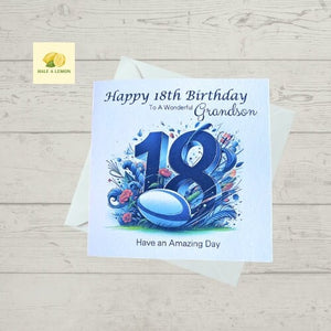 18th Birthday card for Grandson, Grandson 18th Birthday, Rugby themed Birthday card, birthday gift, 18th gift,