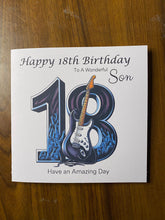 Load image into Gallery viewer, 18th Birthday card for Son, Son 18th Birthday, Rock Music themed Birthday card, birthday gift, 18th gift,
