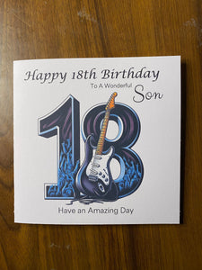 18th Birthday card for Son, Son 18th Birthday, Rock Music themed Birthday card, birthday gift, 18th gift,