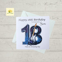 Load image into Gallery viewer, 18th Birthday card for Son, Son 18th Birthday, Rock Music themed Birthday card, birthday gift, 18th gift,
