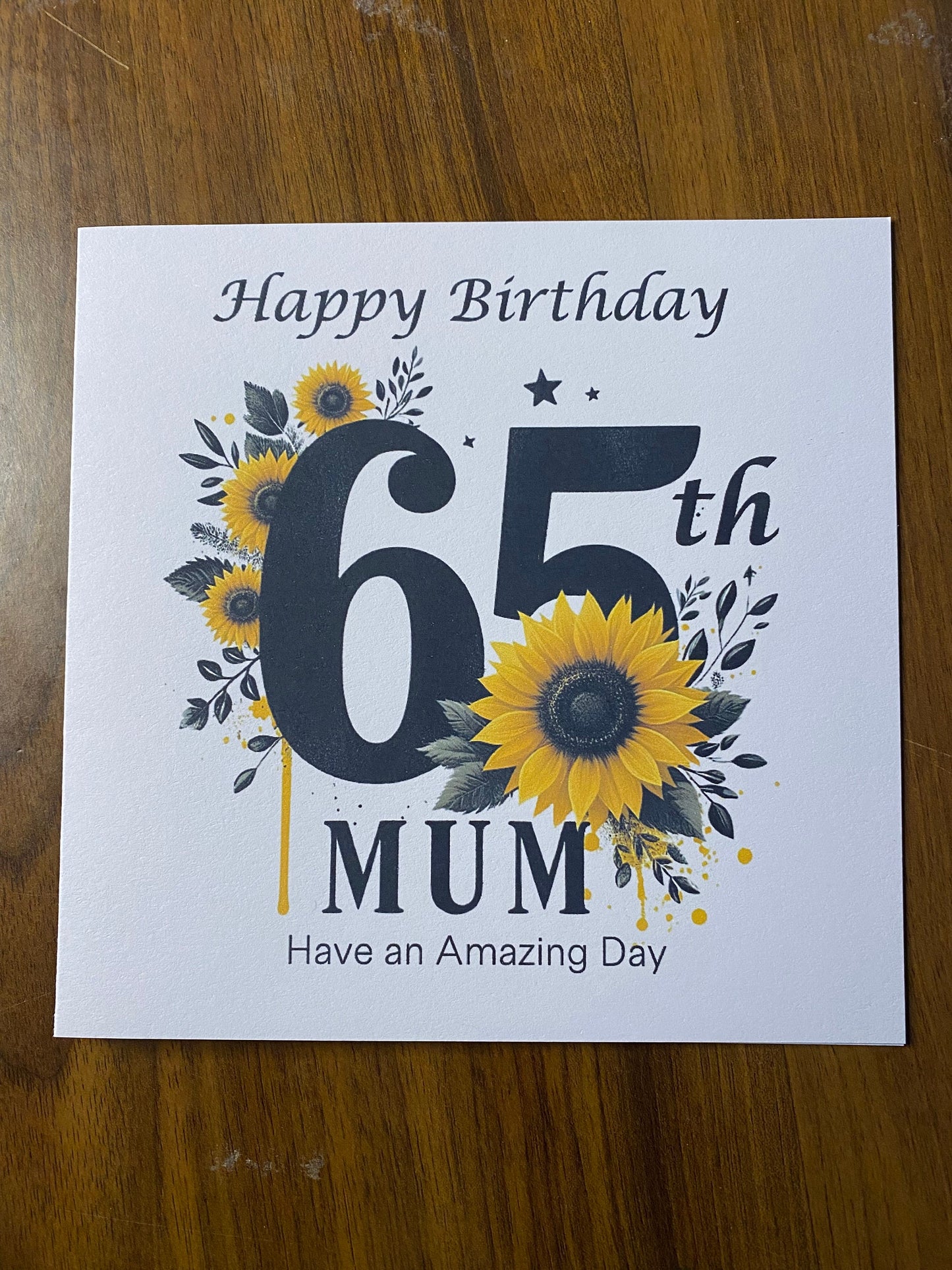Mum 65th Birthday card, 65th Birthday card, for Mum, 65th Mum Birthday, beautiful detailed Sunflowers wrapped around the number 65, gift,