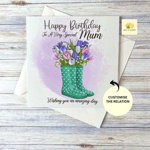 Birthday card for Mum, Mom, Mam, Wife, Nan, Nannie, Gran, Daughter, Daughter-in-law, Sister, Niece, cards for her, gardening, gift